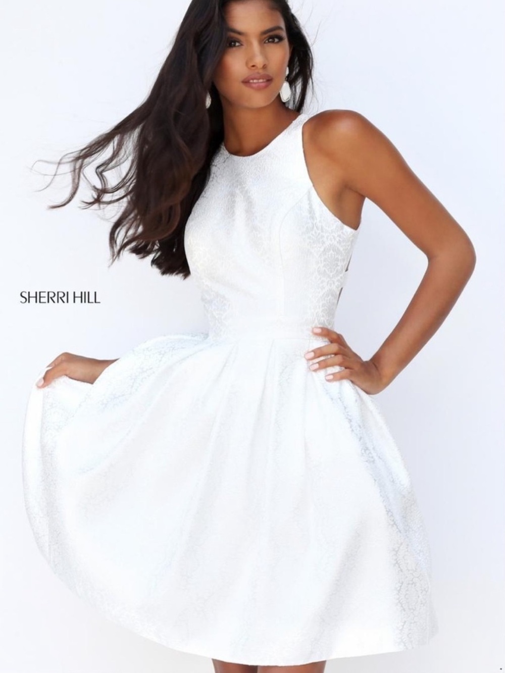 Sherri Hill Flare Jacquard Floral Mini Dress